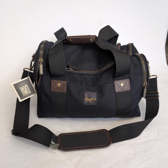 NWT Vintage Eddie Bauer Duffel Bag Black Nylon Carry On Travel Weekender Luggage